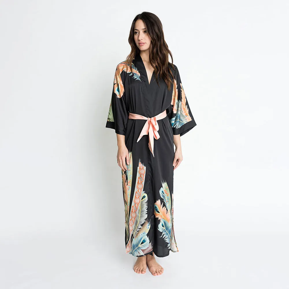 Peacock Feather Long Kimono Robe sold by Kim + Ono product image thumbnail 2