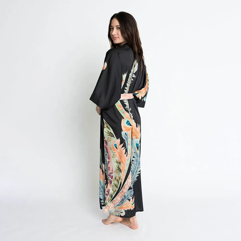 Peacock Feather Long Kimono Robe sold by Kim + Ono product image thumbnail 4