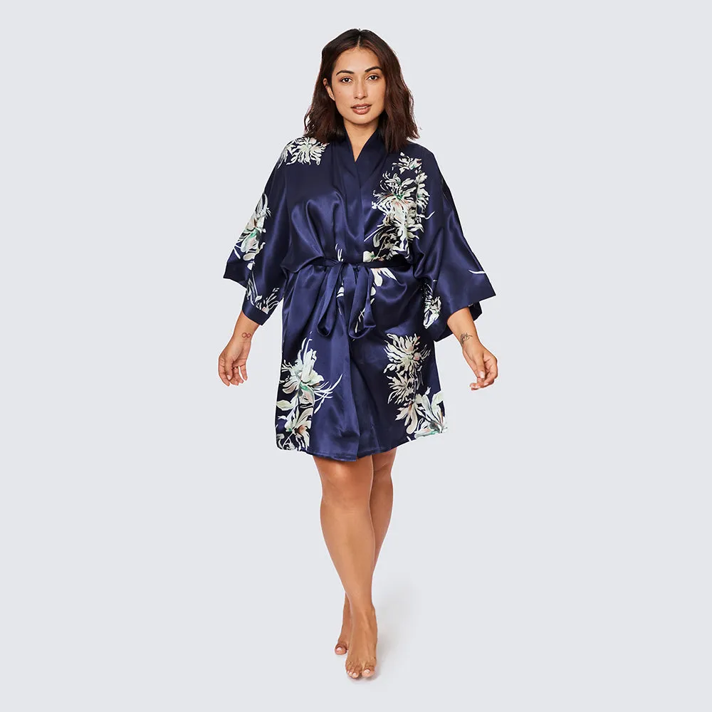 Washable Silk Yuri Short Kimono Robe (Plus Size) sold by Kim + Ono