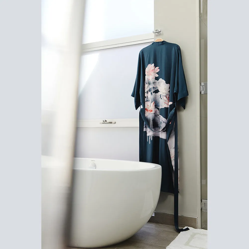 Washable Silk Lotus Long Kimono Robe (Plus Size) sold by Kim + Ono