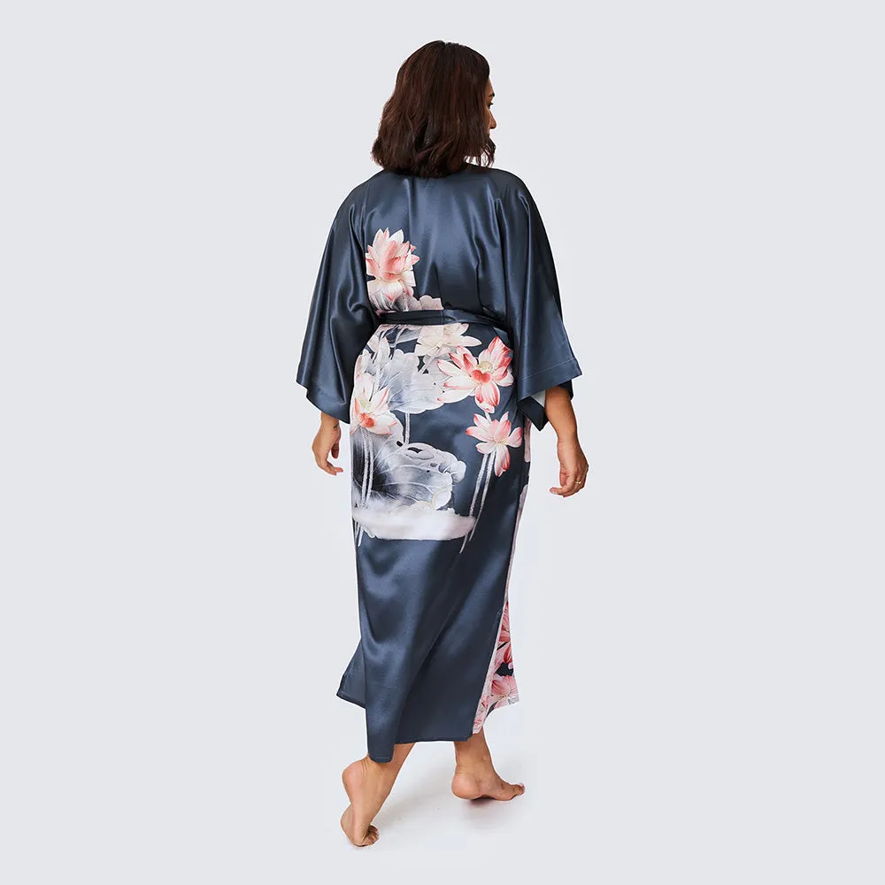 Washable Silk Lotus Long Kimono Robe (Plus Size) sold by Kim + Ono product image thumbnail 4