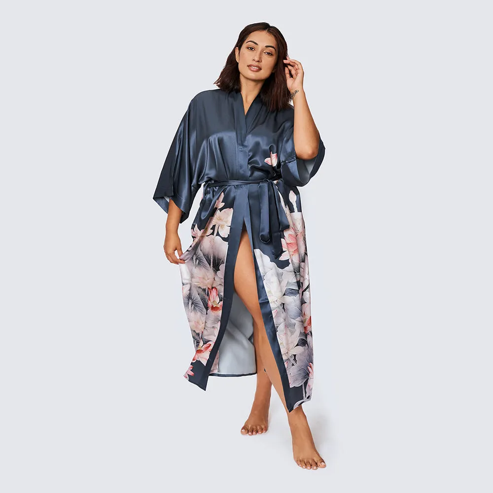 Washable Silk Lotus Long Kimono Robe (Plus Size) sold by Kim + Ono product image thumbnail 3