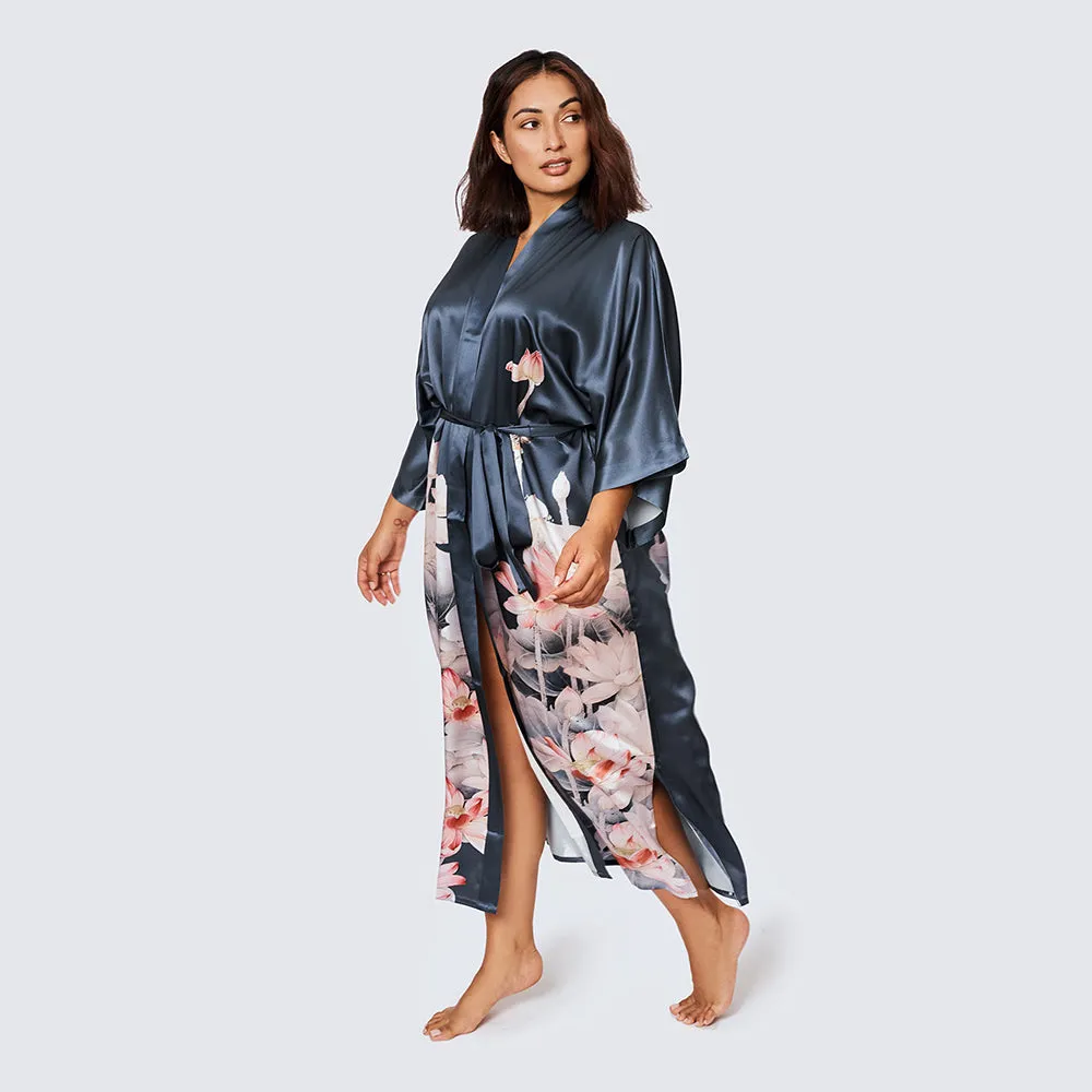 Washable Silk Lotus Long Kimono Robe (Plus Size) sold by Kim + Ono product image thumbnail 2