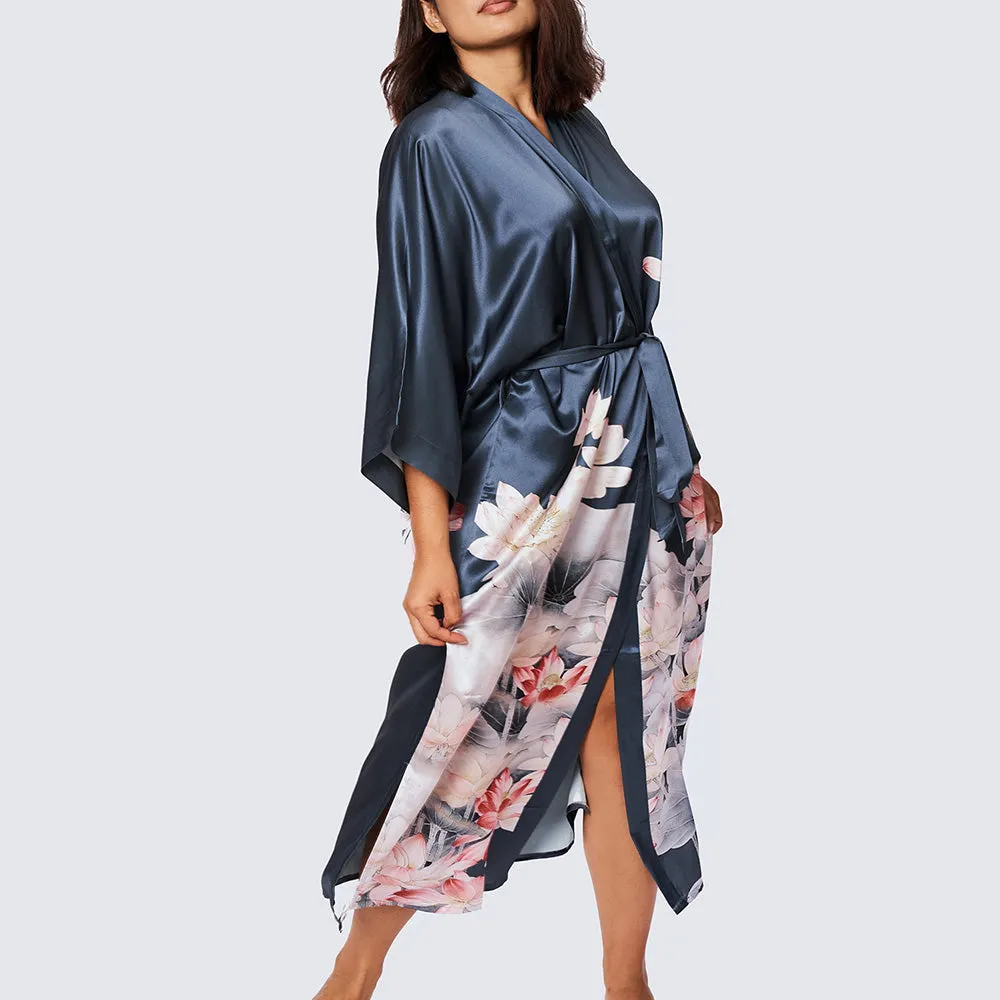Washable Silk Lotus Long Kimono Robe (Plus Size) sold by Kim + Ono product image thumbnail 5