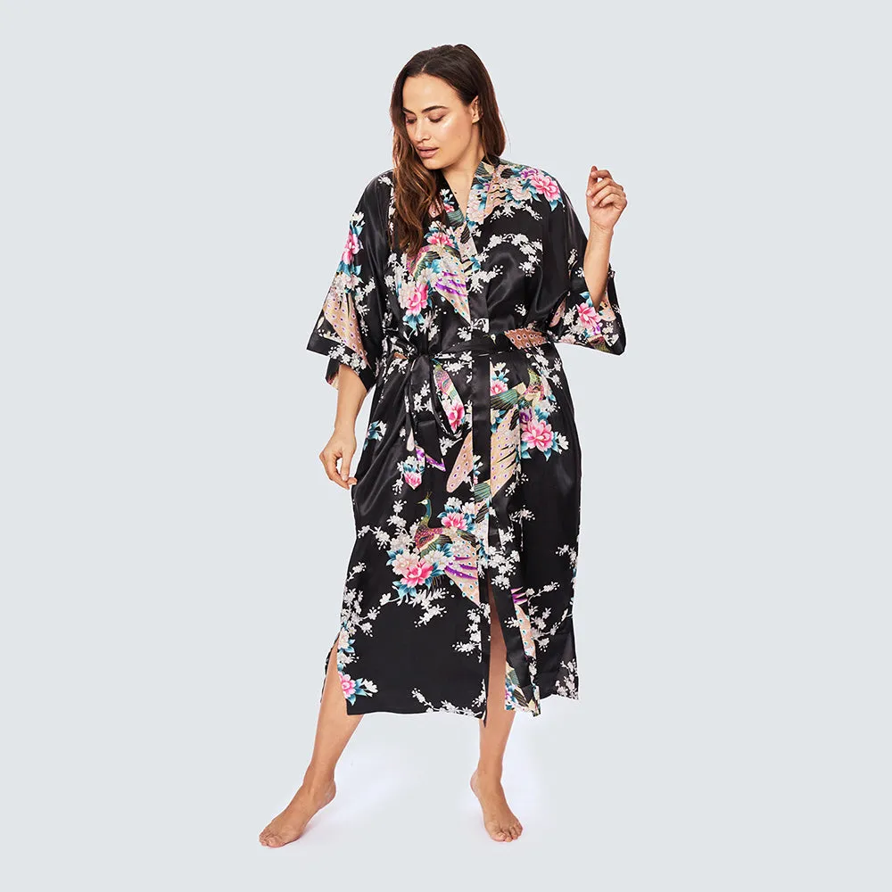 Peacock & Blossoms Long Kimono Robe (Plus Size) sold by Kim + Ono product image thumbnail 2