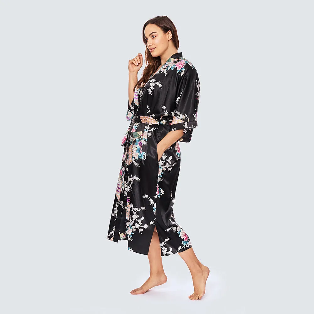 Peacock & Blossoms Long Kimono Robe (Plus Size) sold by Kim + Ono product image thumbnail 3