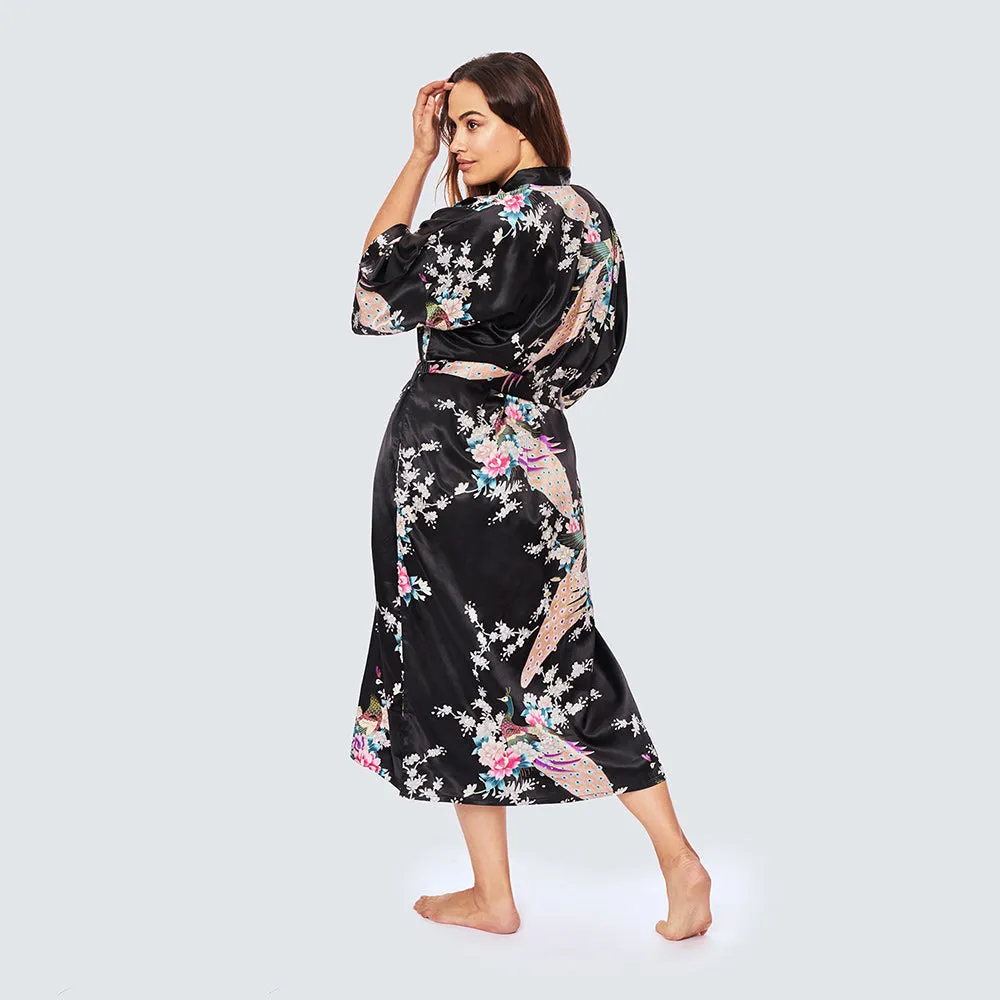 Peacock & Blossoms Long Kimono Robe (Plus Size) sold by Kim + Ono product image thumbnail 4