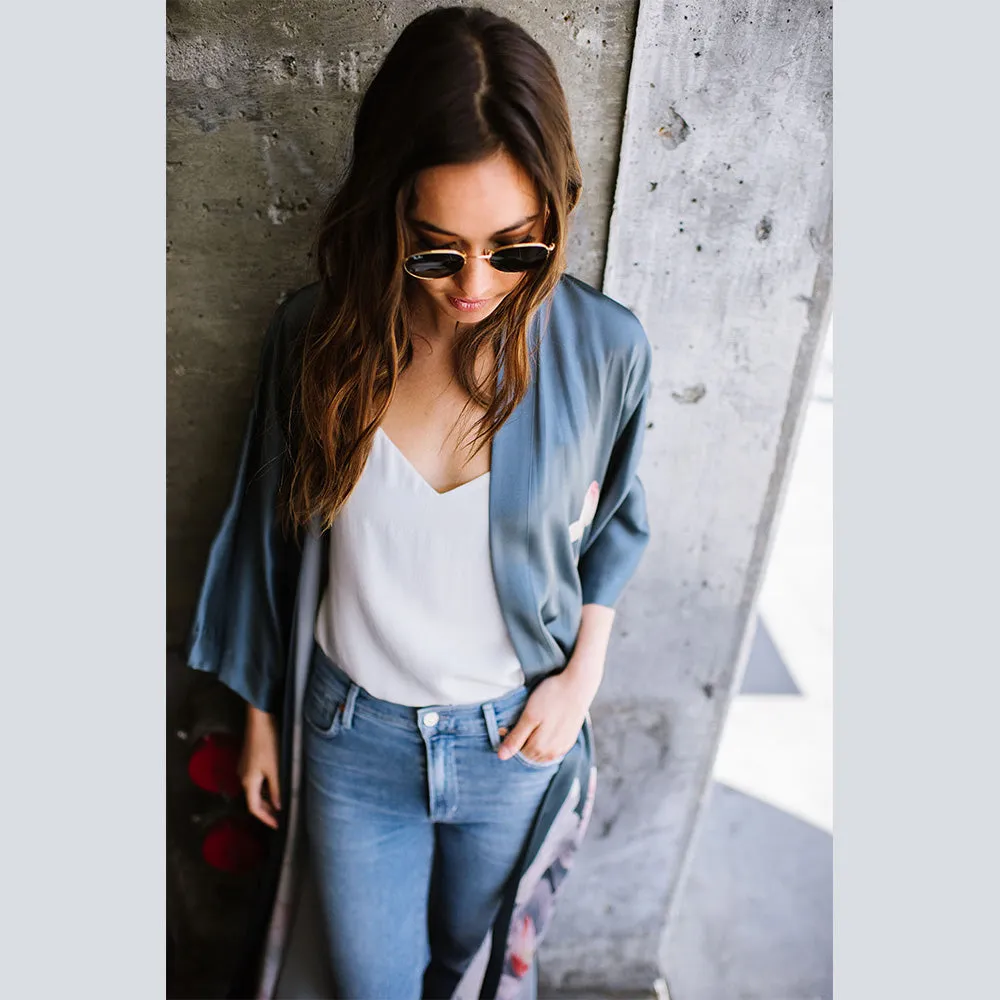 Washable Silk Lotus Long Kimono Robe sold by Kim + Ono product image thumbnail 5