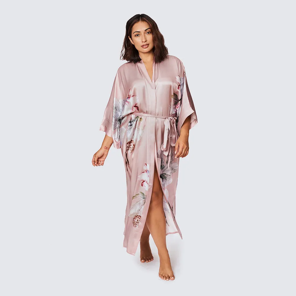 Silk Kuren Long Kimono Robe (Plus Size) sold by Kim + Ono