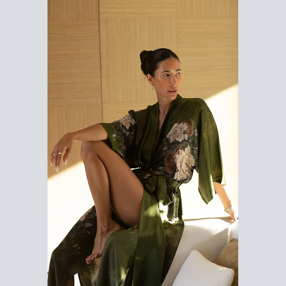 Silk Keina Long Kimono Robe sold by Kim + Ono
