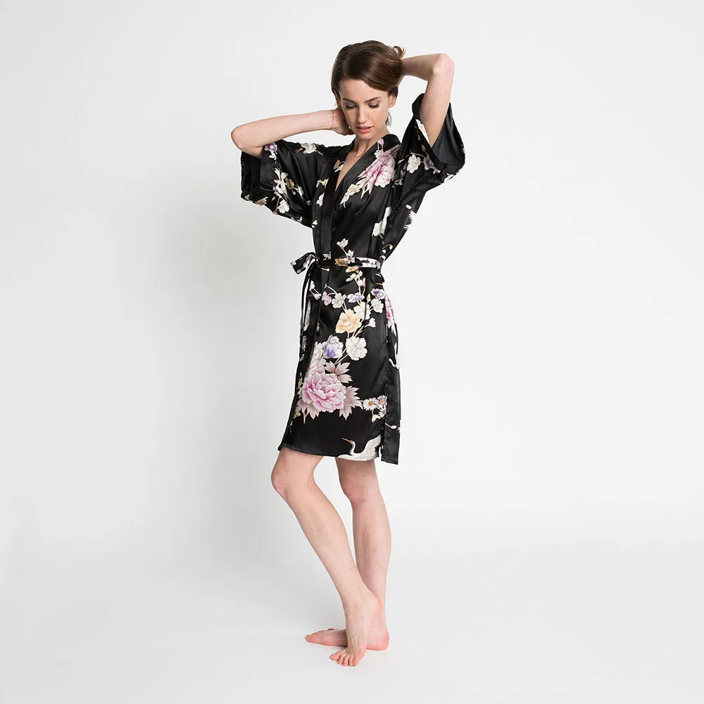 Chrysanthemum & Crane Short Kimono Robe sold by Kim + Ono product image thumbnail 2