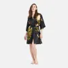 Washable Silk Peony & Butterfly Short Kimono Robe sold by Kim + Ono