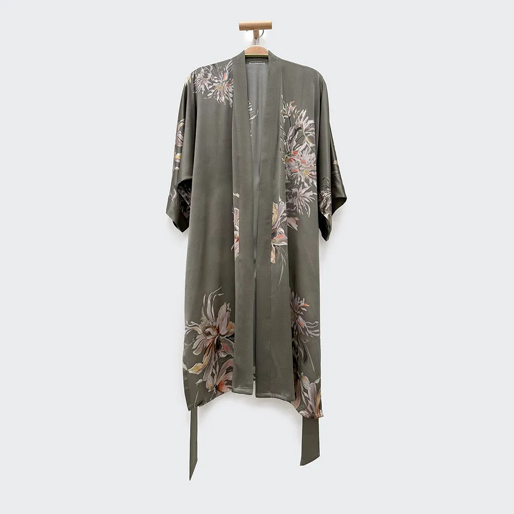 Washable Silk Yuri Short Kimono Robe sold by Kim + Ono