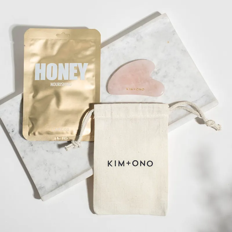 Gua Sha Tool + Sheet Mask Bundle (Holiday Gift) sold by Kim + Ono