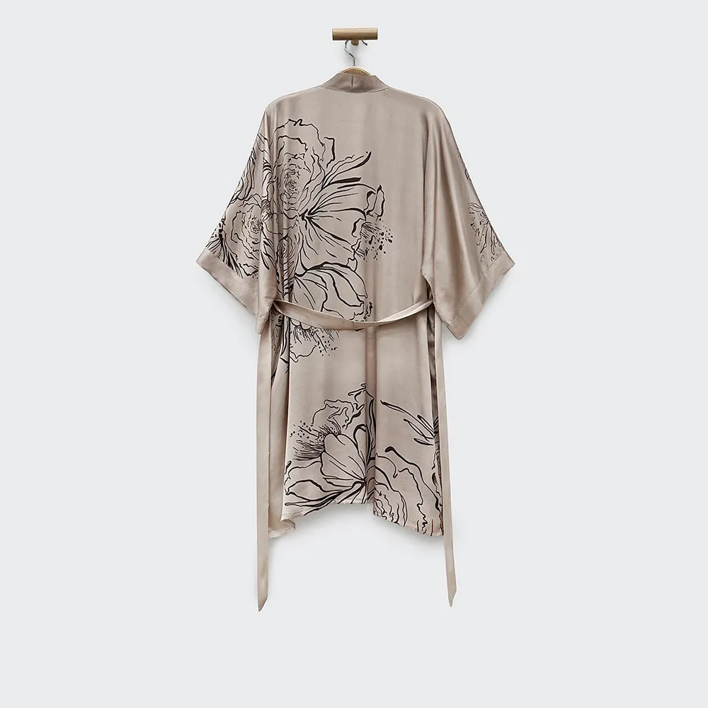 Washable Silk Jia Art Short Kimono Robe sold by Kim + Ono