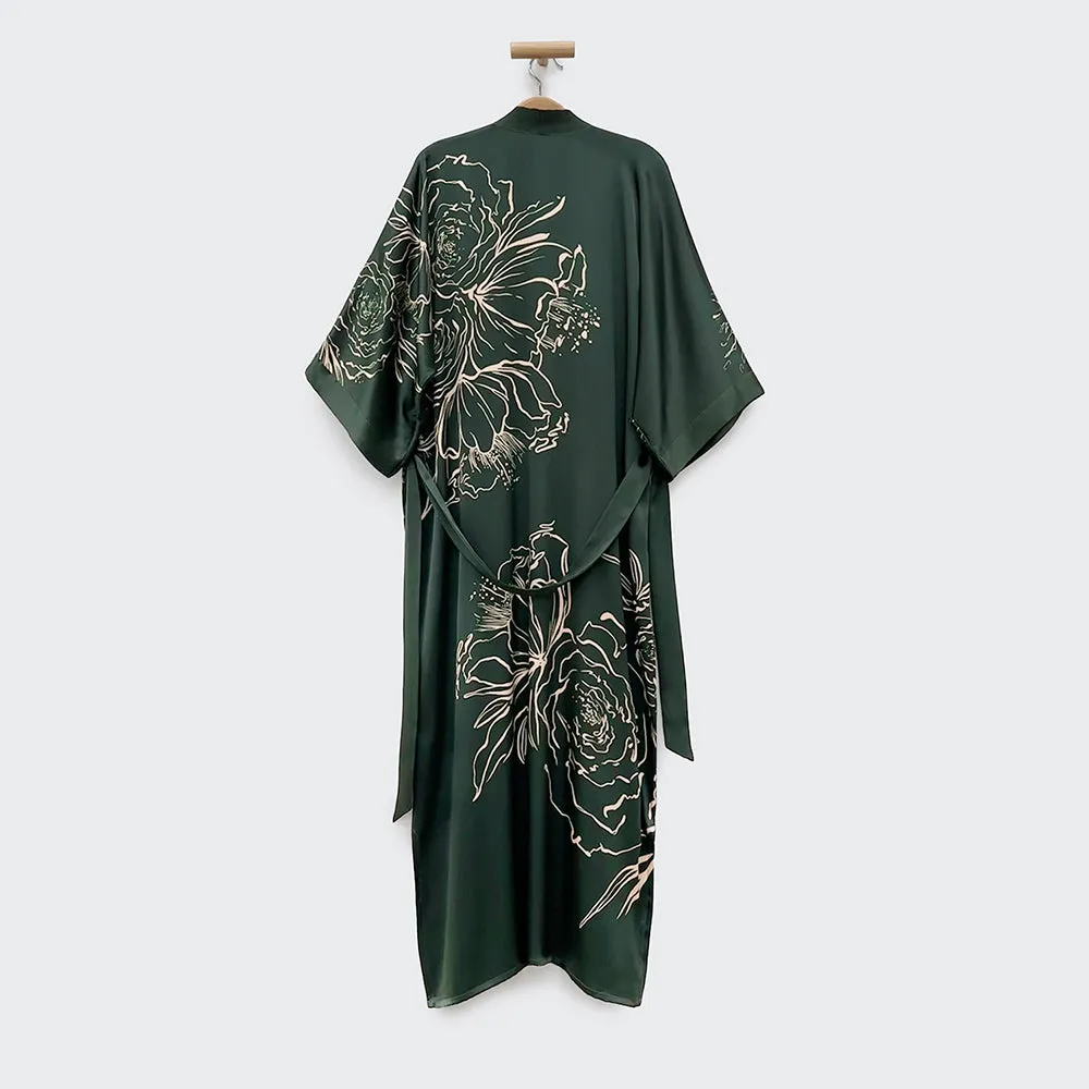 Washable Silk Jia Art Long Kimono Robe sold by Kim + Ono