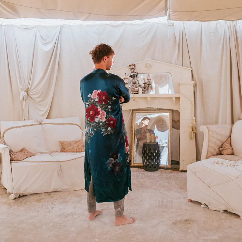 Silk Keina Long Kimono Robe sold by Kim + Ono