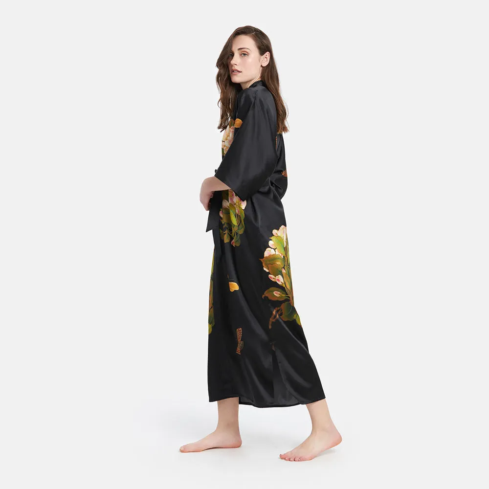 Washable Silk Peony & Butterfly Long Kimono Robe sold by Kim + Ono product image thumbnail 3