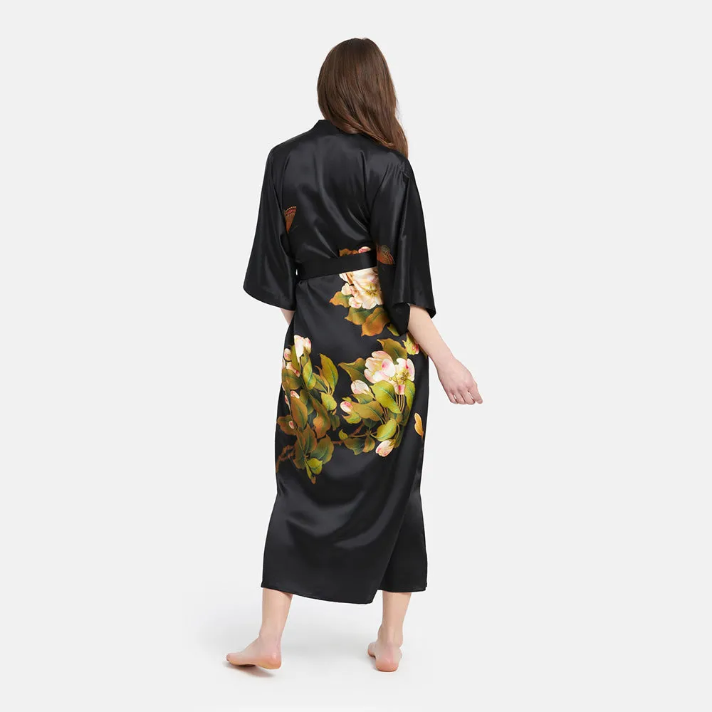 Washable Silk Peony & Butterfly Long Kimono Robe sold by Kim + Ono product image thumbnail 4
