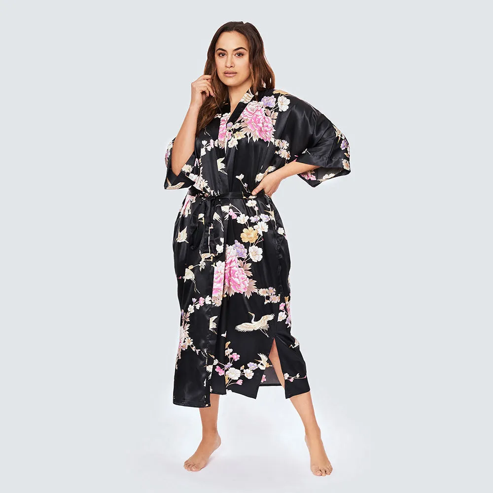 Chrysanthemum & Crane Long Kimono Robe (Plus Size) sold by Kim + Ono product image thumbnail 2