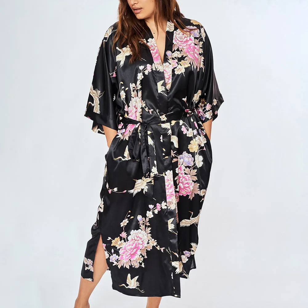 Chrysanthemum & Crane Long Kimono Robe (Plus Size) sold by Kim + Ono product image thumbnail 4