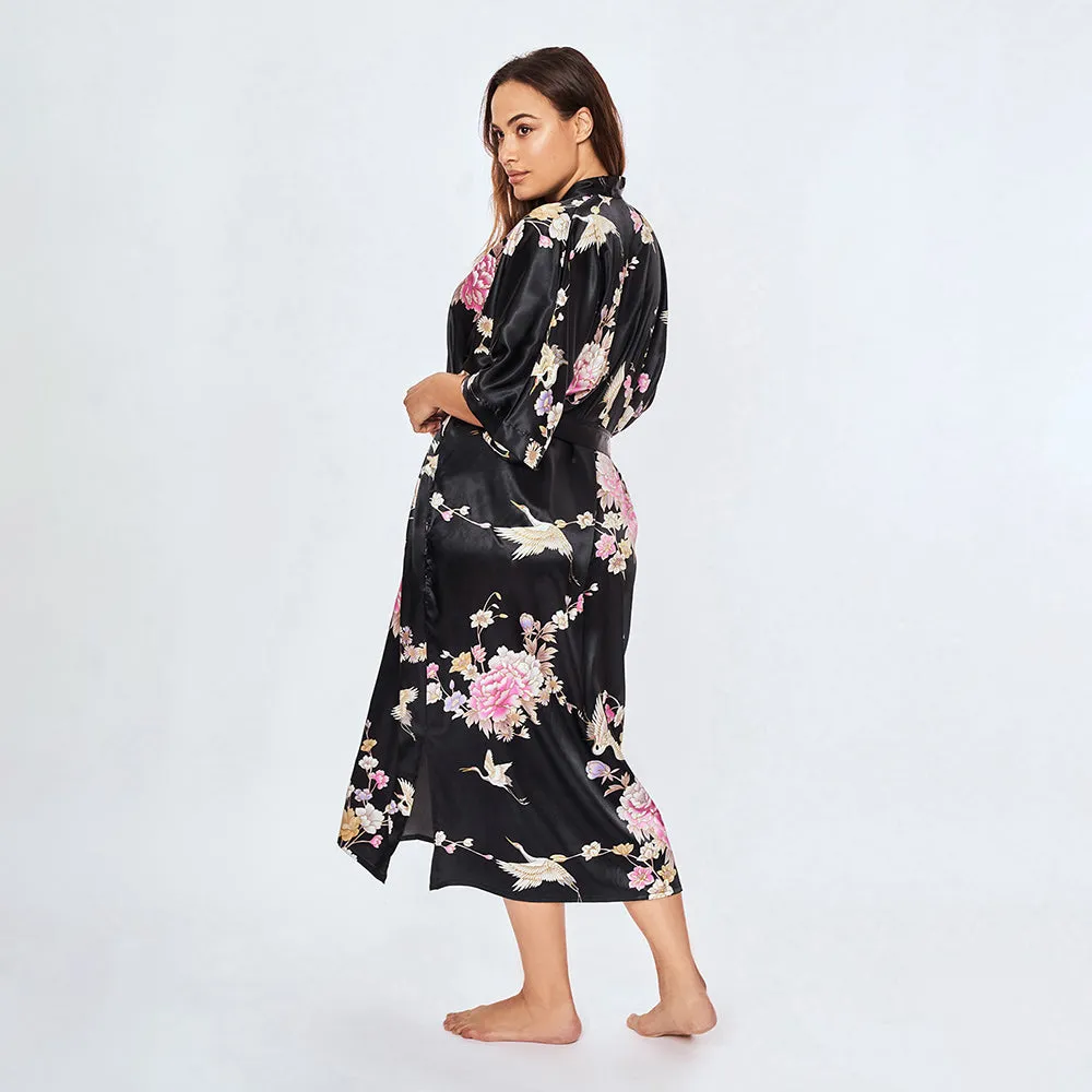 Chrysanthemum & Crane Long Kimono Robe (Plus Size) sold by Kim + Ono product image thumbnail 3