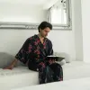 Cherry Blossom & Crane Long Kimono Robe sold by Kim + Ono