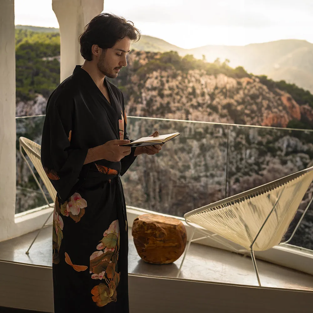 Peony & Butterfly Long Kimono Robe sold by Kim + Ono
