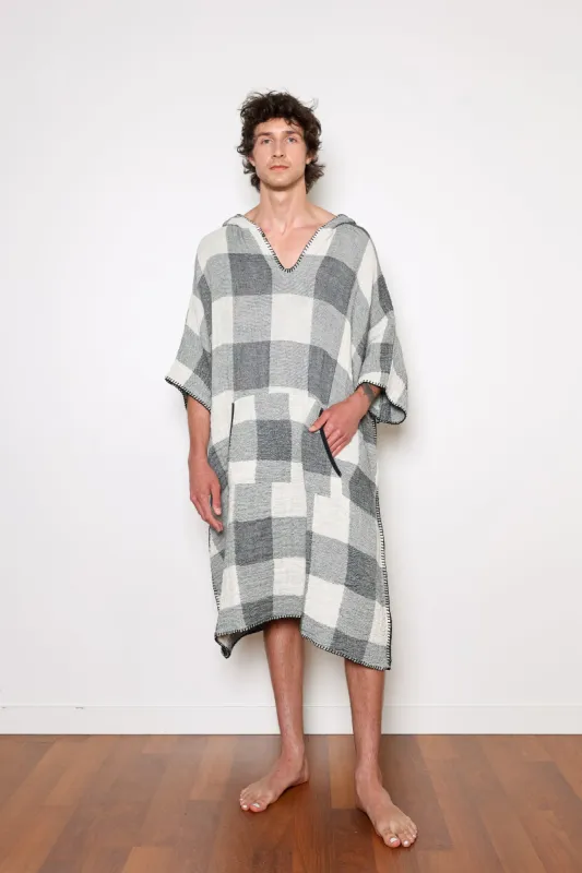 THE LIMITED EDITION PLAID COCOON | Men's Muslin Surf Poncho sold by Tofino Towel Co