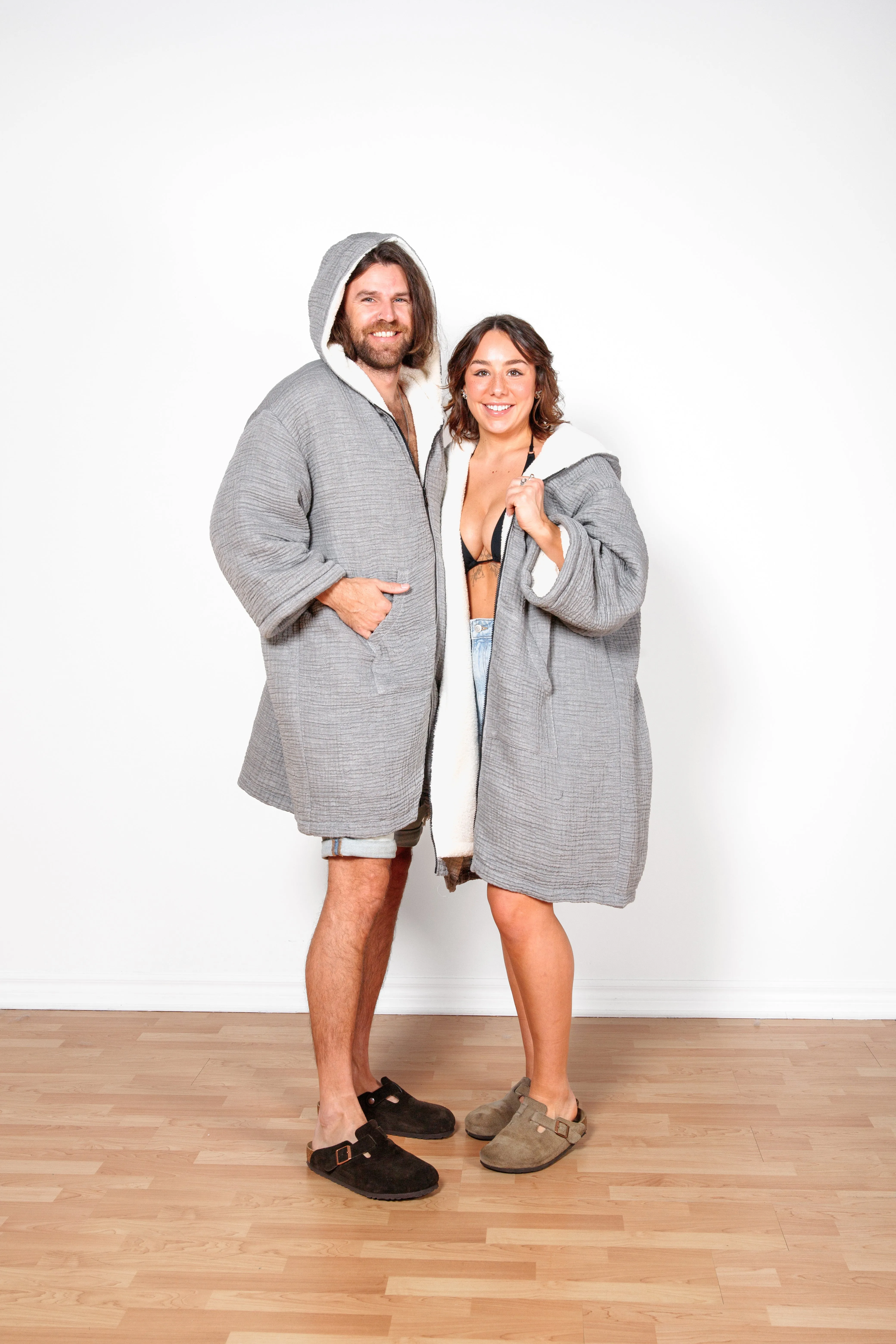 THE POLAR | Unisex Fleece-lined Muslin Zip Poncho sold by Tofino Towel Co product image thumbnail 2