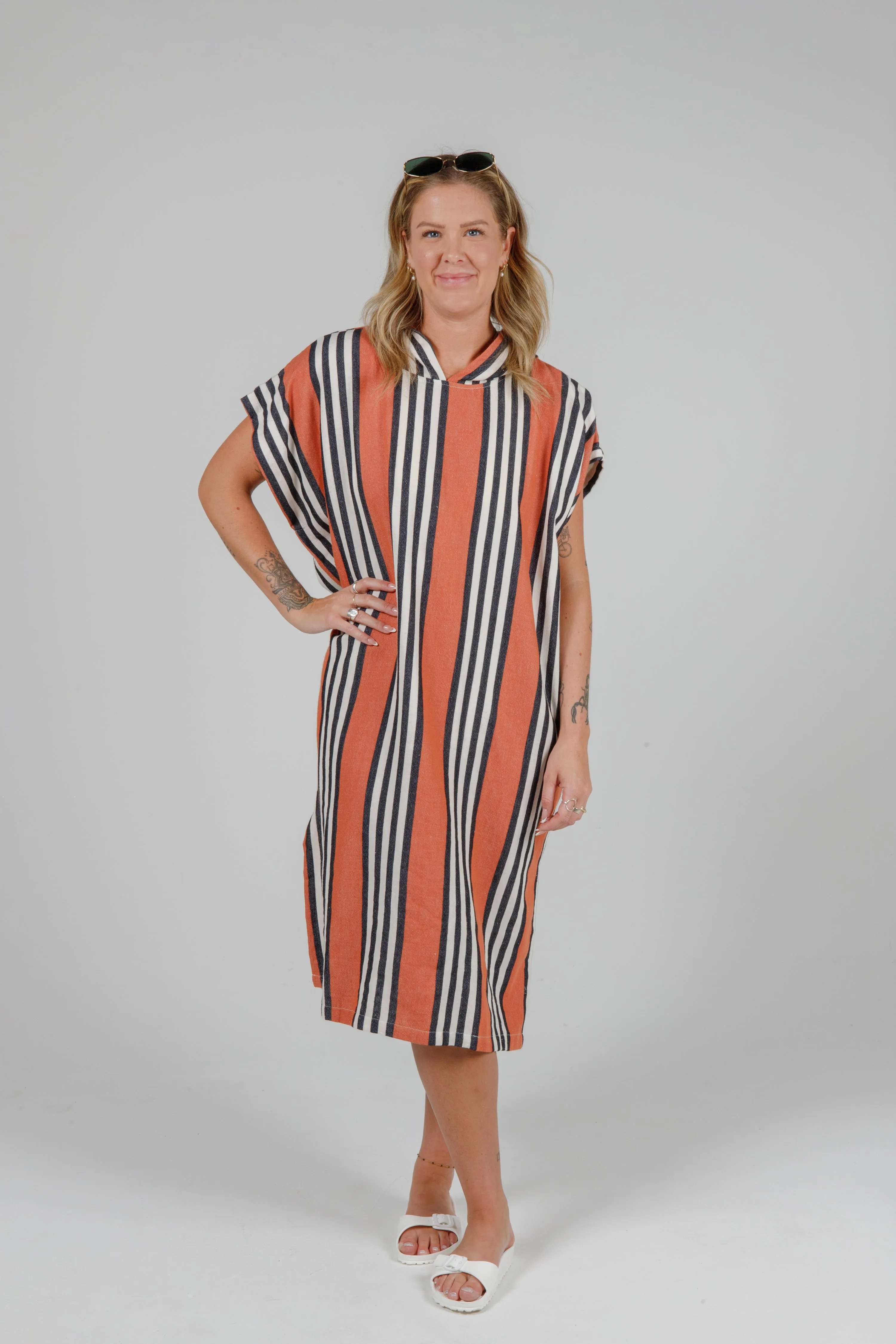 THE SQUALL | Unisex Striped Poncho sold by Tofino Towel Co