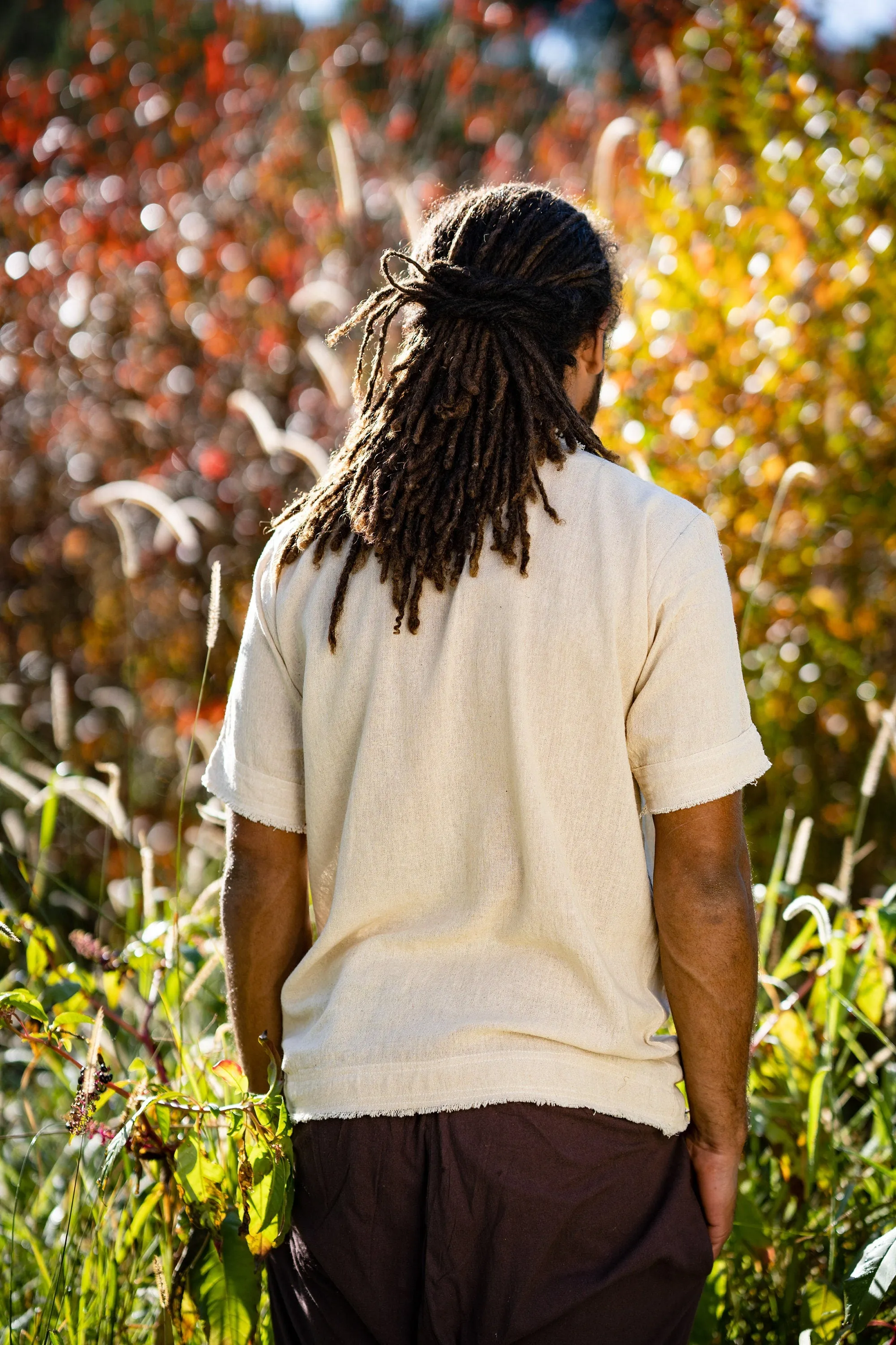Mens ASURA Top Beige Brown Sacred Plant Shipibo Pattern Pocket T Shirt Shamanic Neo Tribal Gypsy Ritual Shaman Ethnic Handmade AJJAYA sold by Ajjaya product image thumbnail 5