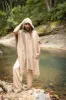 SAHAJI Poncho Brown Pure Cashmere Wool Hooded Mens Long with Pockets Handmade Handwoven Viking Festival Ceremony Gypsy Boho Mexican AJJAYA sold by Ajjaya