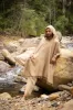 SAHAJI Poncho Brown Pure Cashmere Wool Hooded Mens Long with Pockets Handmade Handwoven Viking Festival Ceremony Gypsy Boho Mexican AJJAYA sold by Ajjaya