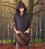 SAMADHI Black Mens Poncho Handmade with Large Hood and pockets Earthy Tribal Pattern Festival AJJAYA Primitive sold by Ajjaya