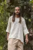 KUNTU Beige Netted Top Cotton Semi See-through Shirt Asymmetric Rugged Dystopian Apocalyptic Festival Tribal Cyberpunk Steampunk AJJAYA sold by Ajjaya