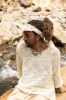 KUNTU Beige Netted Top Cotton Semi See-through Shirt Asymmetric Rugged Dystopian Apocalyptic Festival Tribal Cyberpunk Steampunk AJJAYA sold by Ajjaya