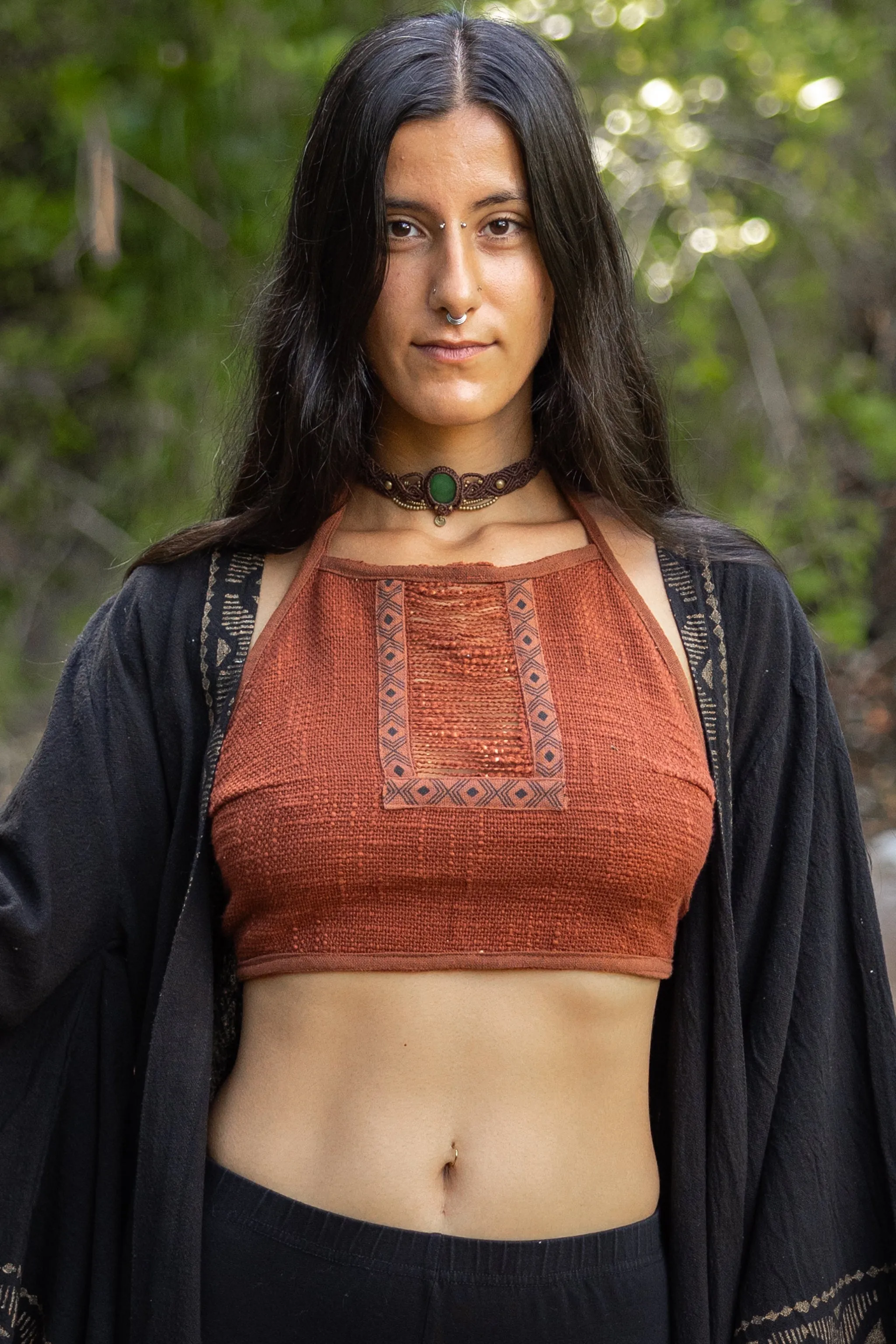 EIRINI Crop Top Yoga Rust Sleeveless Natural Cotton Tank Shirt Festival Ceremony Tribal Fairy Pixie Boho AJJAYA sold by Ajjaya product image thumbnail 2