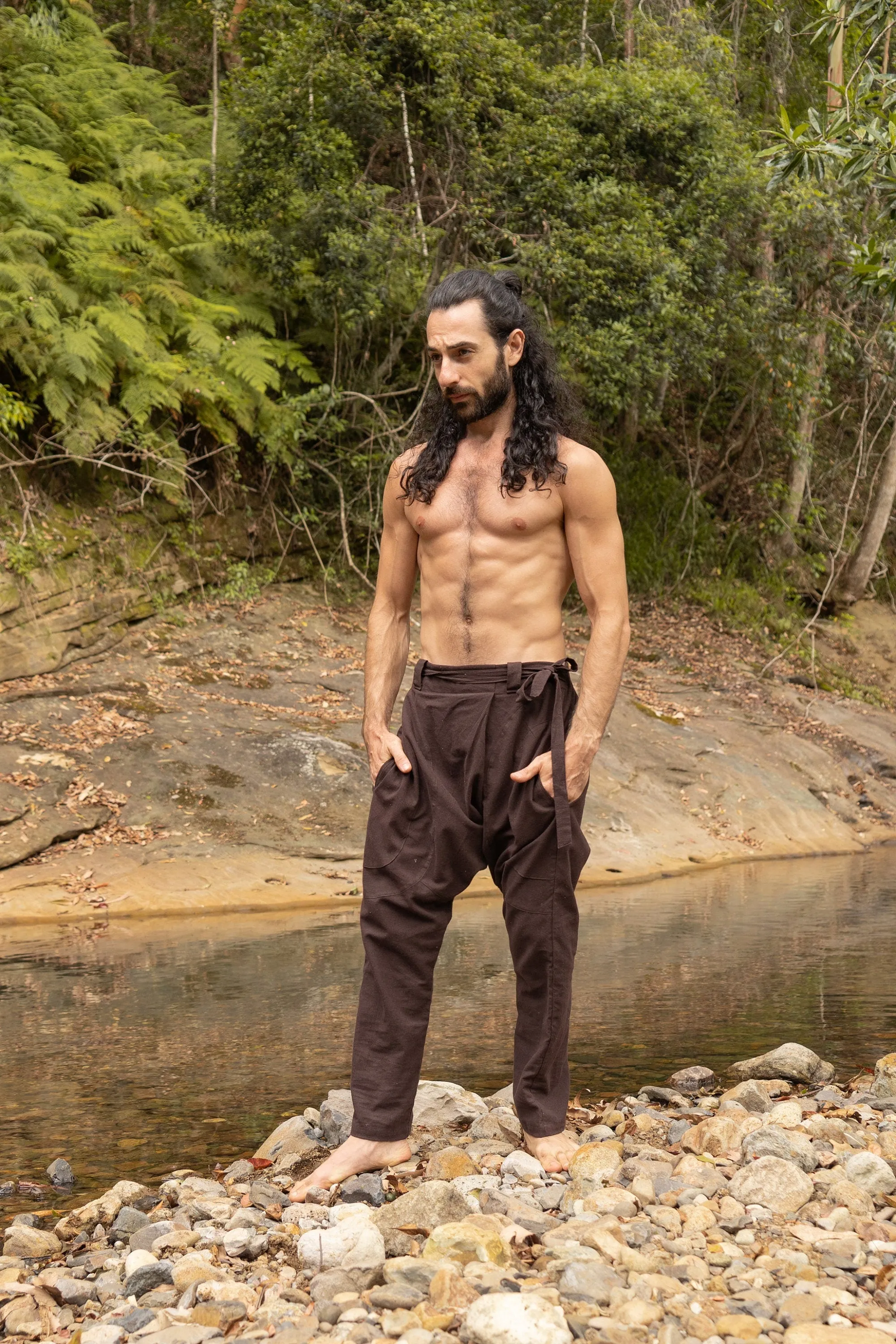 Mens Pants Cotton Drop Crotch Beige Harem Alibaba Yoga Comfortable Breathable One Size Loose Fit Festival Boho Hippie Natural Earthy AJJAYA sold by Ajjaya product image thumbnail 5