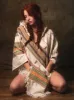 HODDI Beige Handmade Womens Poncho with Hood and Pockets, Earthy Tribal Pattern Festival Gypsy AJJAYA Boho Primitive Mexican sold by Ajjaya
