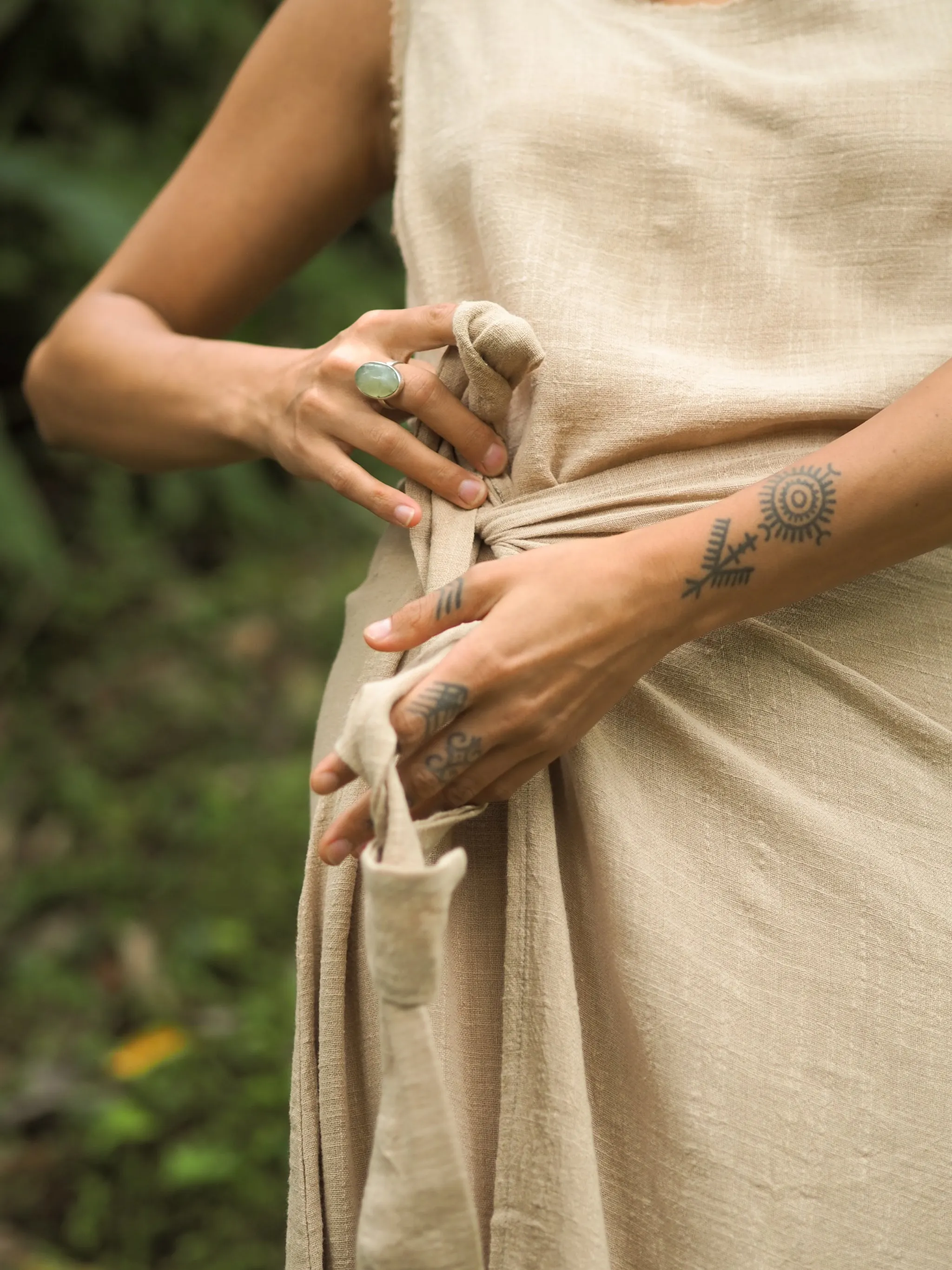 SOFI Wrap Dress Light Brown Soft Breathable Natural Cotton Festival Ritual Resort Womens Boho Wear AJJAYA sold by Ajjaya product image thumbnail 4