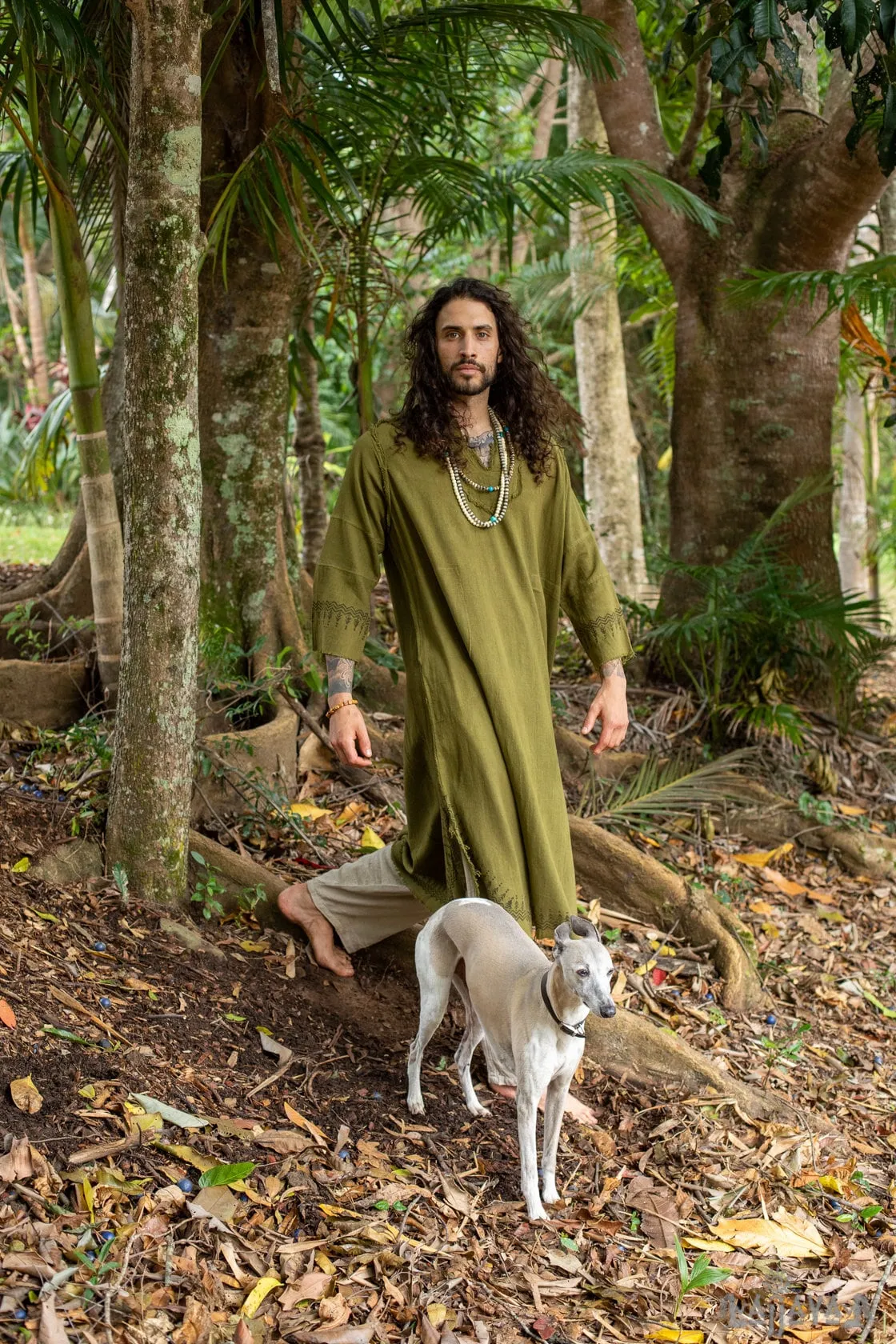 YOSEPH Aramaic Gown Long Kurta Top Mens Dress Shirt Biblical Natural Cotton Handwoven Block Print Natural Plant Dye AJJAYA sold by Ajjaya product image thumbnail 5