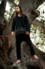 KAURI LONG Sleeve Black Mens Top Handmade Muscle Gypsy Earthy Shirt, Tribal Jungle Natural Savage Festival Rave AJJAYA Nomadic Primitive sold by Ajjaya