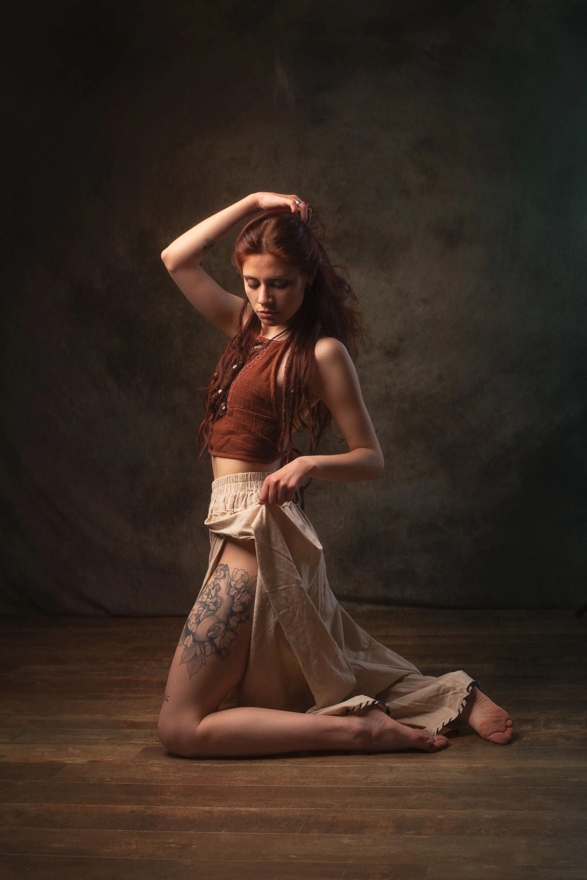 EIRINI Crop Top Yoga Rust Sleeveless Natural Cotton Tank Shirt Festival Ceremony Tribal Fairy Boho AJJAYA sold by Ajjaya product image thumbnail 4