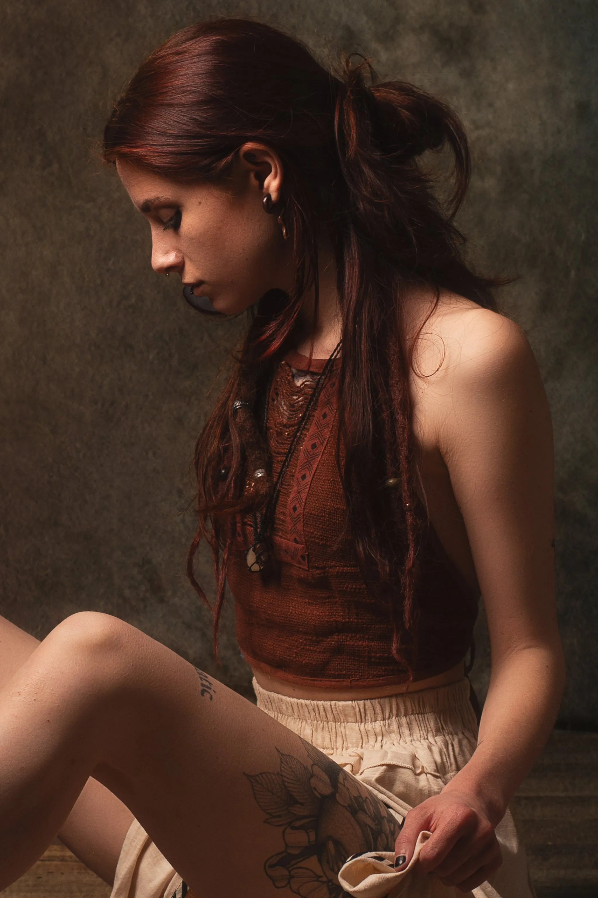 EIRINI Crop Top Yoga Rust Sleeveless Natural Cotton Tank Shirt Festival Ceremony Tribal Fairy Boho AJJAYA sold by Ajjaya product image thumbnail 3