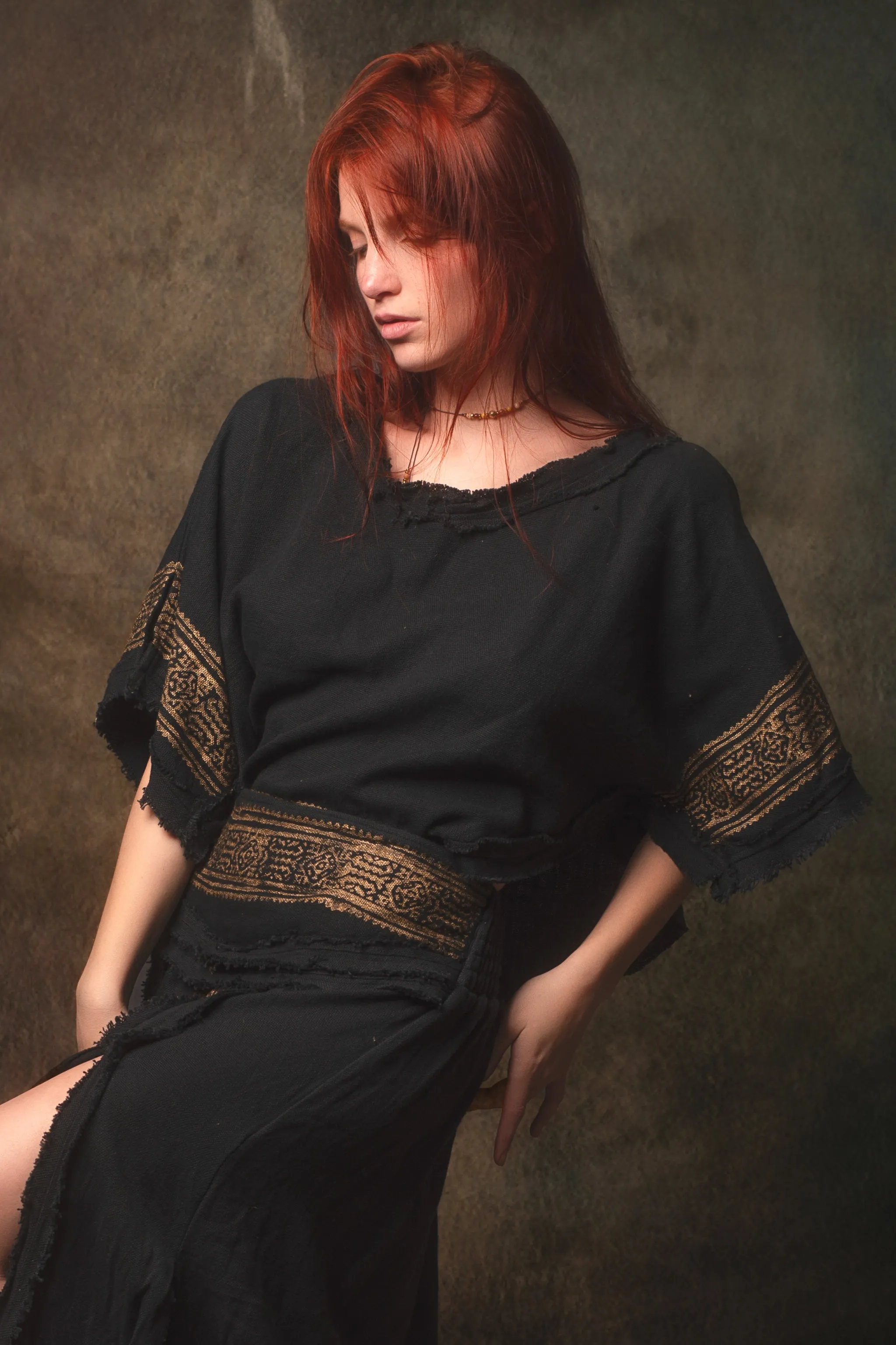 KURA Mini Poncho Top Natural Cotton Block Printed Tribal Patterns Shirt Festival Ceremony Fairy Boho AJJAYA sold by Ajjaya product image thumbnail 2