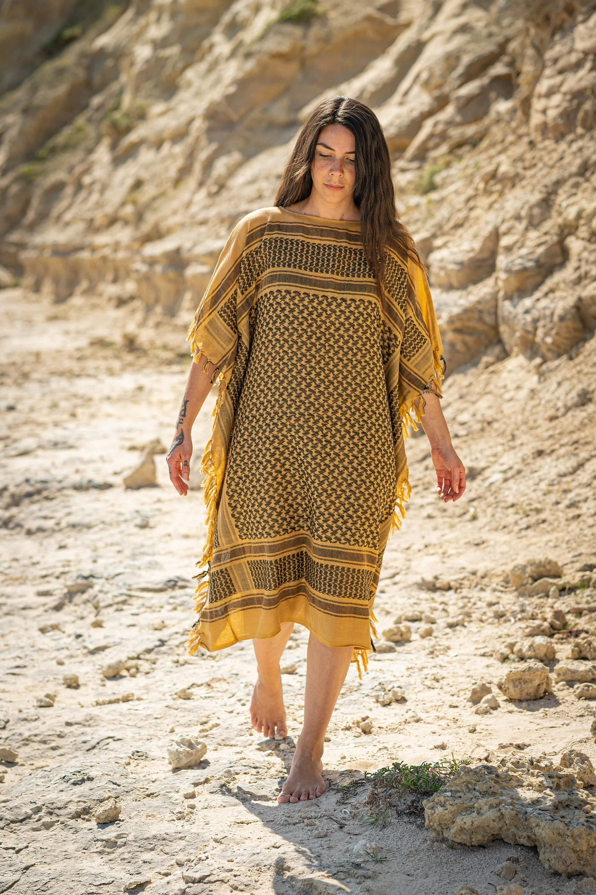 AMIRA Dress Beach Kaftan Sand Soft Cotton Arabic Desert Kaffiyeh Goddess Summer Resort Gift for Her Loose Fit Plus Size Boho Caftan AJJAYA sold by Ajjaya product image thumbnail 5