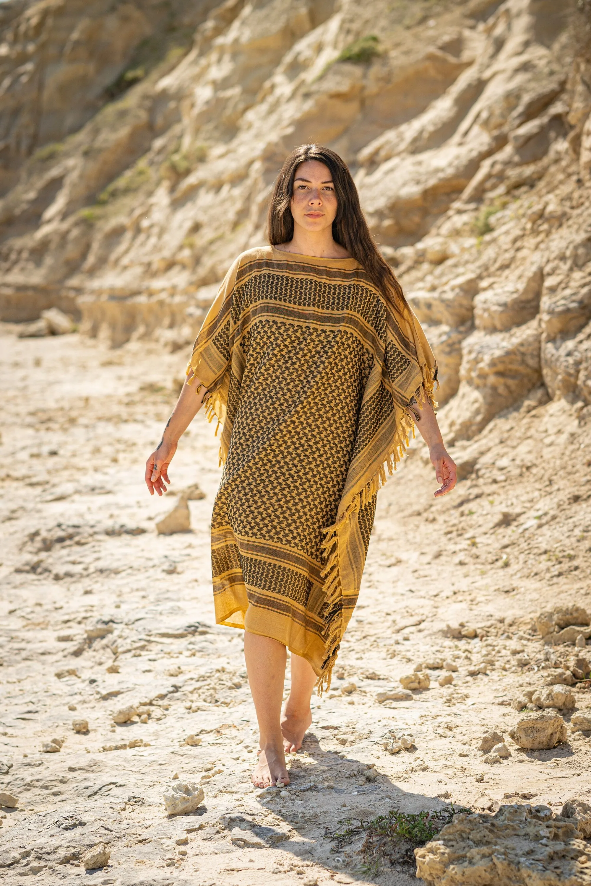 AMIRA Dress Beach Kaftan Sand Soft Cotton Arabic Desert Kaffiyeh Goddess Summer Resort Gift for Her Loose Fit Plus Size Boho Caftan AJJAYA sold by Ajjaya product image thumbnail 2