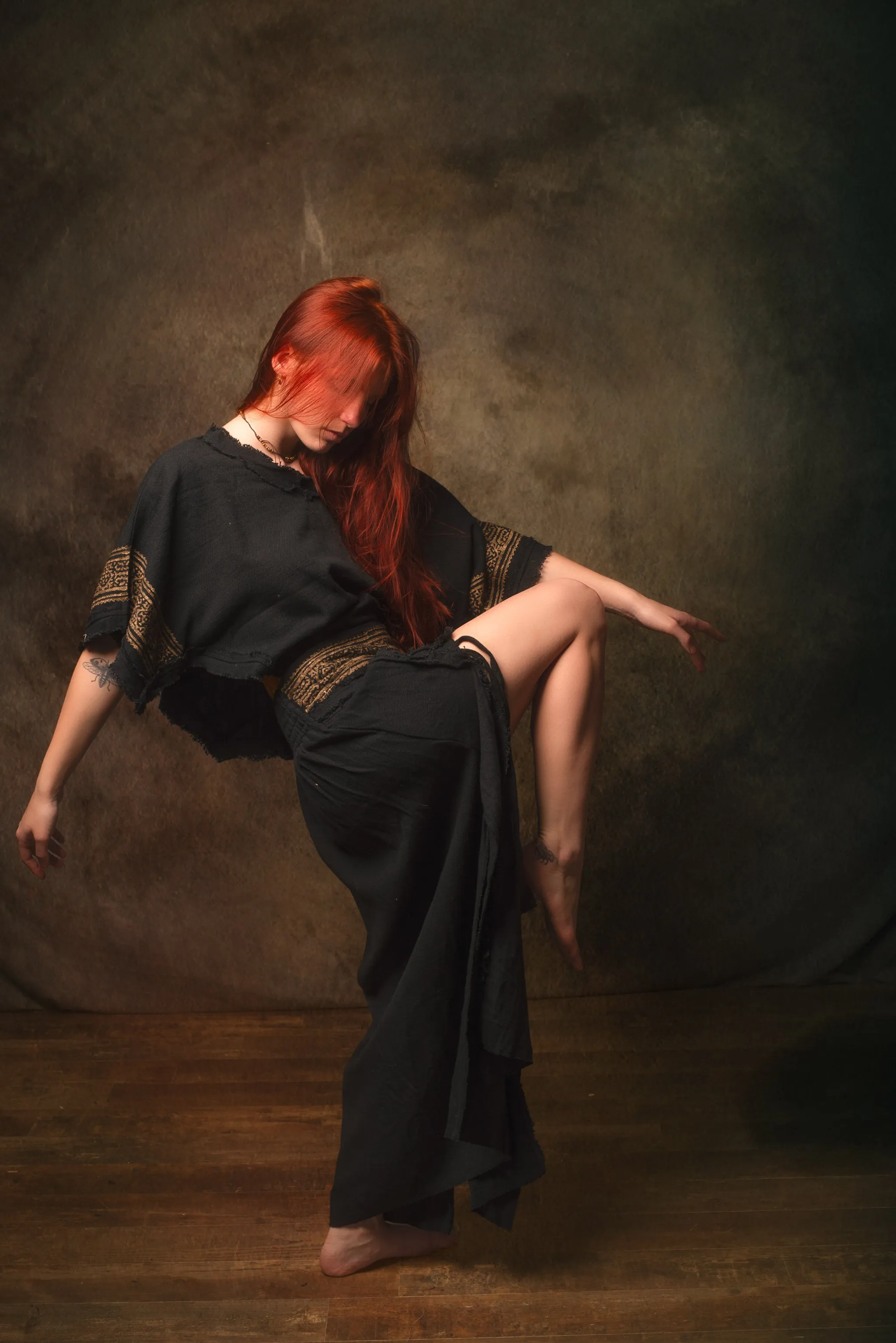 NARIAH Skirt Black Handmade Cotton Block Printed Tribal Patterns Natural Dyed Fairy Gypsy Boho Festival Ceremony Ritual AJJAYA sold by Ajjaya product image thumbnail 3