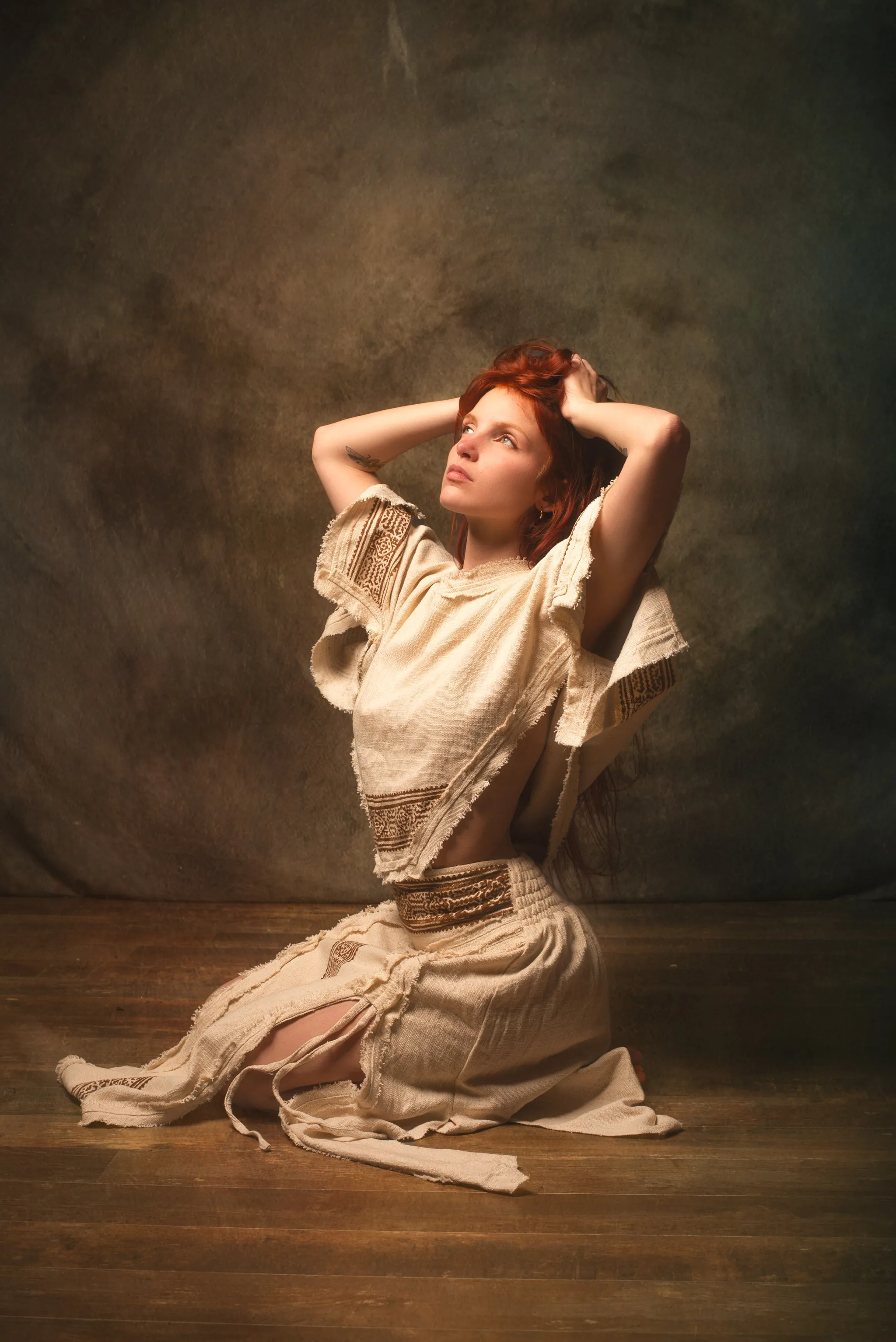 NARIAH Skirt Beige Handmade Cotton Block Printed Tribal Patterns Natural Dyed Fairy Gypsy Boho Festival Ceremony Ritual AJJAYA sold by Ajjaya product image thumbnail 5